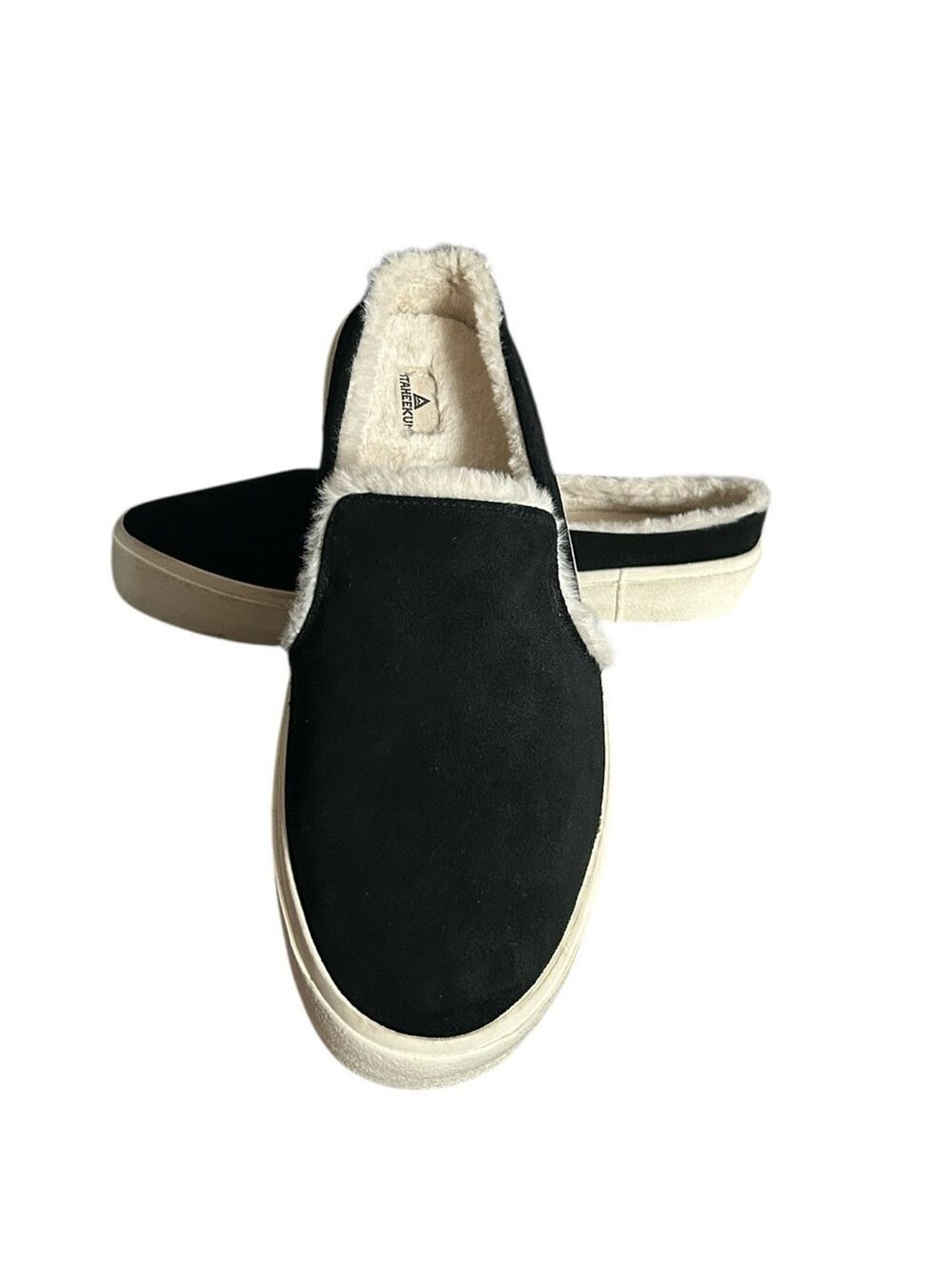 Staheekum Women's Cozy Camp Mules in Black Suede and Faux Fur Lining Size 9 - Picture 11 of 11